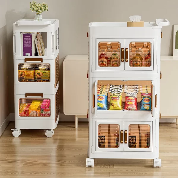 Floor Movable Wheel Living Room Kitchen Cart Storage Shelf Home Storage Shelf - Image 3