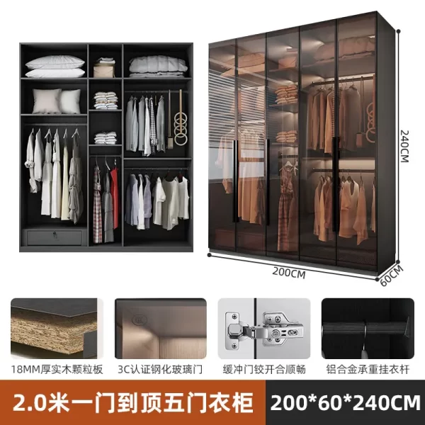 Organizer Underwear Wardrobe Cabinet Storage Shelves Glass Doors Cupboard Wardrobes Support Cupboard Home Bedroom Furniture - Image 18