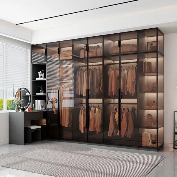 Organizer Underwear Wardrobe Cabinet Storage Shelves Glass Doors Cupboard Wardrobes Support Cupboard Home Bedroom Furniture - Image 2