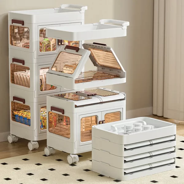 Floor Movable Wheel Living Room Kitchen Cart Storage Shelf Home Storage Shelf - Image 4