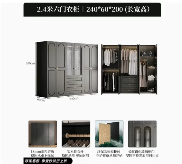Interior Transparent Tall Closet Glass Hanger Nordic Teen Open Bedroom Wardrobe Organizer Storage Rack Guarda Roupas Furniture - Image 15