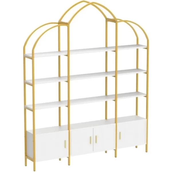 Arched Bookshelves and Bookcases: Triple Wide 5-Tier Large Open Bookshelf, Etagere Bookcase with Display Shelf for Home Office - Image 6