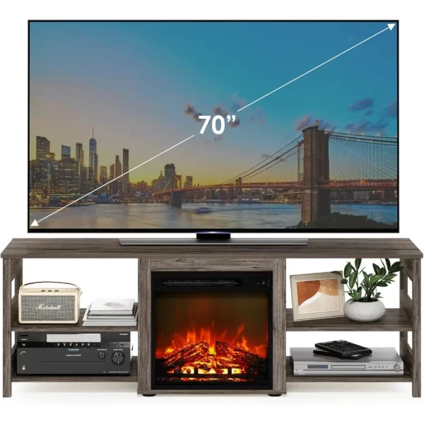 70 Inch TV Stand for TVs Up To 70-In with Fireplace, Individual Switch for Fireplace Display and Heat, TV Stand - Image 3