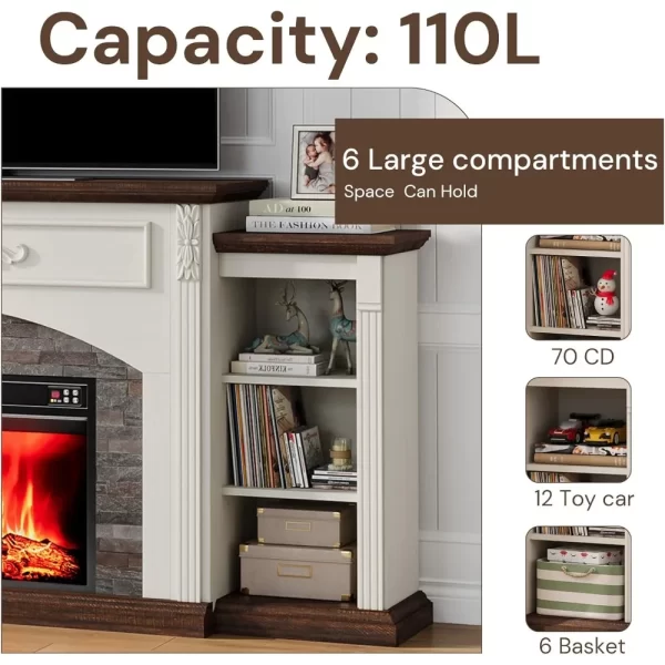 Electric Fireplace with Mantel, Fireplace TV Stand for TVs Up to 90",Modern Entertainment Center with Realistic Stacked Stone - Image 6