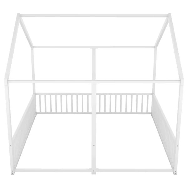 Double Twin Size Floor Bed, Metal Shared Platform Beds for 2 Kids, Montessori House Bed for Toddler Boys Girls Teens - Image 4