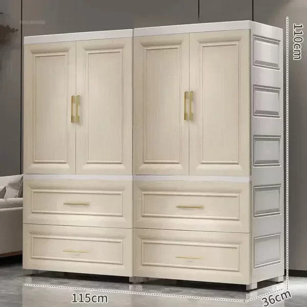Simple Thicken Children's Wardrobes Home Rental Wardrobe Double-door Storage Cabinet Simple Hanging Clothes Storage Cabinet - Image 9