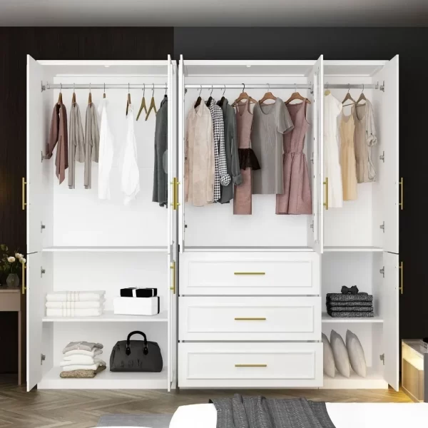 Armoire Wardrobe Closet Collection with Drawers & Hanging Rods, Closet Organizer, Armoire Wardrobes,Bedroom Funiture - Image 3