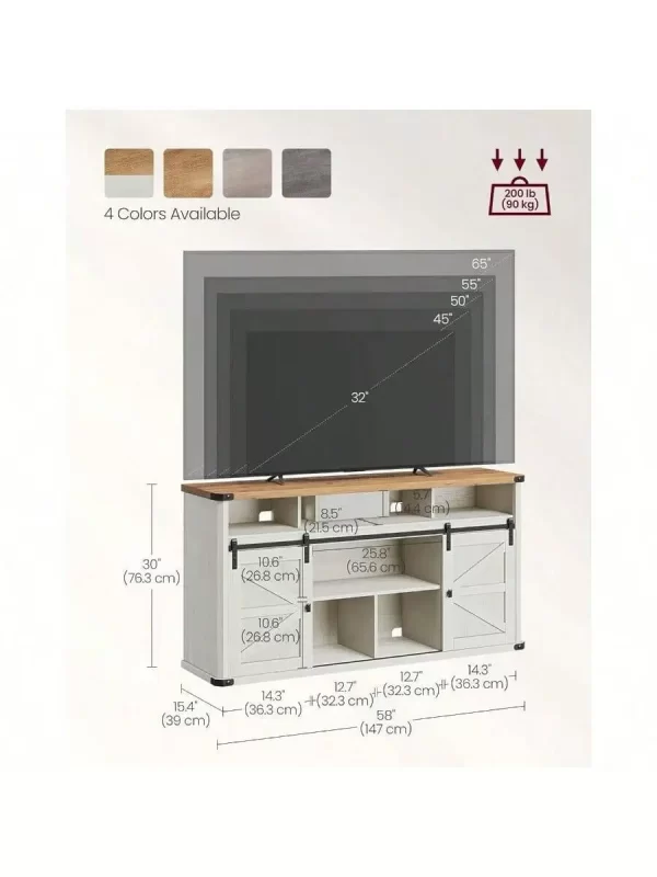 VASAGLE TV Stand for TVs up to 65 Inches, Farmhouse Entertainment Center with Sliding Barn Doors, TV Console Table - Image 6
