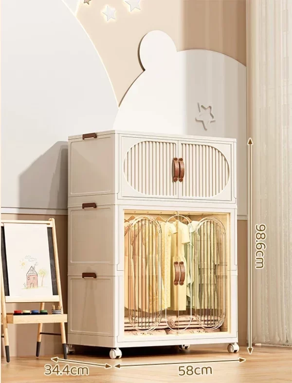 Children's Wardrobe Bedroom Closet Cabinet Baby Storage Box Toy Clothes Organizer Locker Folding Sorting Partition Wardrobe - Image 27