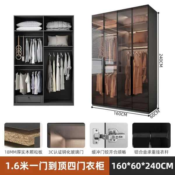 Organizer Underwear Wardrobe Cabinet Storage Shelves Glass Doors Cupboard Wardrobes Support Cupboard Home Bedroom Furniture - Image 17