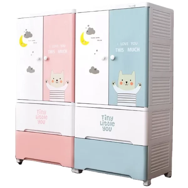 Custom Wholesale Haixing Multi-functional Baby Plastic Drawer Storage Cabinet Baby Children Kid Plastic Wardrobe