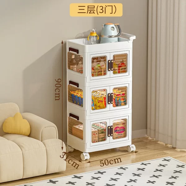 Floor Movable Wheel Living Room Kitchen Cart Storage Shelf Home Storage Shelf - Image 10