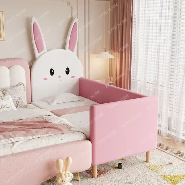 Solid wood baby single small bed with guardrail Baby boy girl splicing large bedside bed Children's splicing widened bed - Image 3