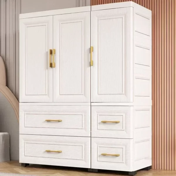 Simple Thicken Children's Wardrobes Home Rental Wardrobe Double-door Storage Cabinet Simple Hanging Clothes Storage Cabinet - Image 3
