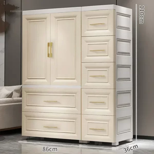Simple Thicken Children's Wardrobes Home Rental Wardrobe Double-door Storage Cabinet Simple Hanging Clothes Storage Cabinet - Image 13