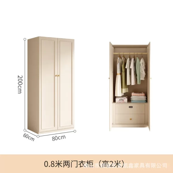 French cream style wardrobe, small apartment household cabinet, modern simple bedroom, through-roof locker, light luxury wardrob - Image 11