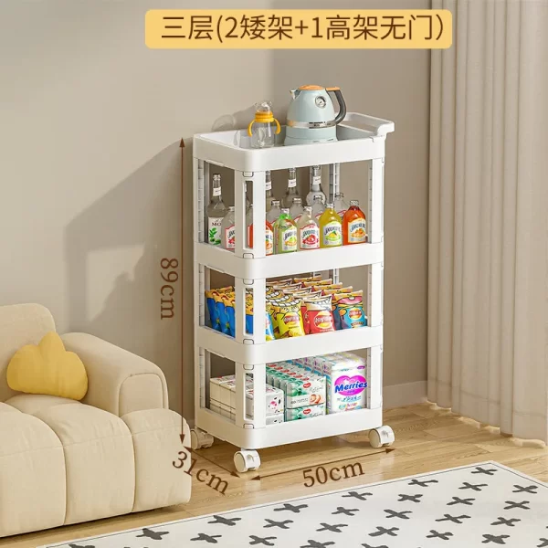 Floor Movable Wheel Living Room Kitchen Cart Storage Shelf Home Storage Shelf - Image 8