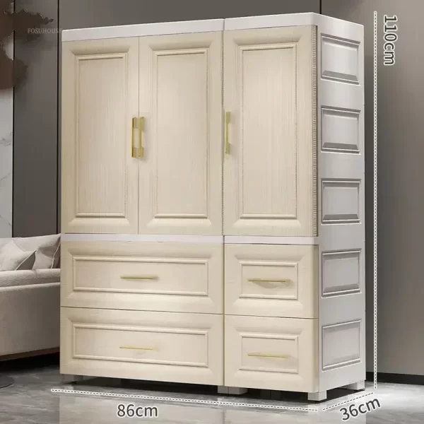 Simple Thicken Children's Wardrobes Home Rental Wardrobe Double-door Storage Cabinet Simple Hanging Clothes Storage Cabinet - Image 12