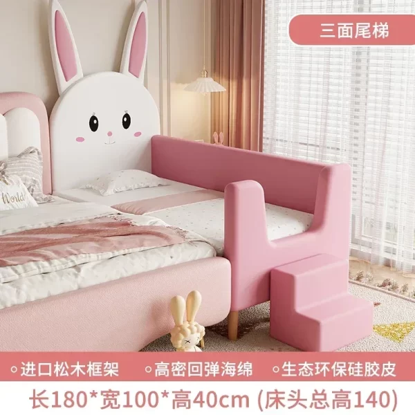 Solid wood baby single small bed with guardrail Baby boy girl splicing large bedside bed Children's splicing widened bed - Image 12