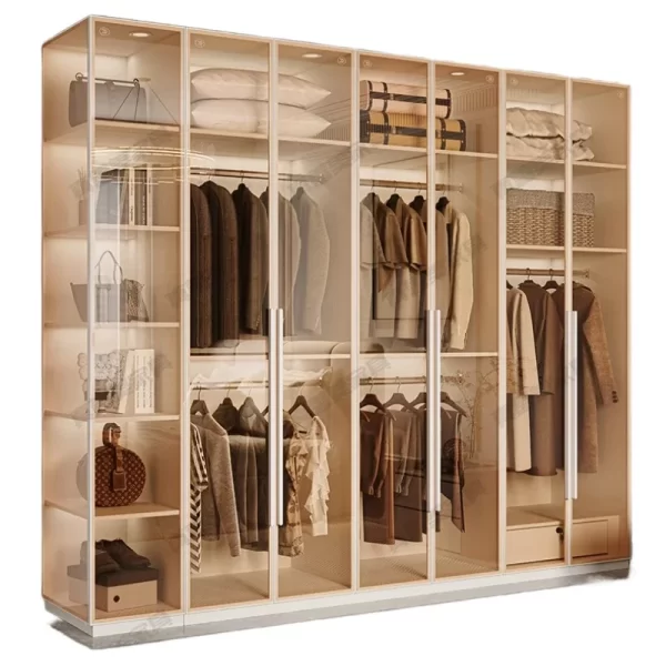 Luxury Glass Door Bedroom Wardrobe Household Wood Cloakroom Cupboards Living Room Things Muebles Para El Hogar House Furniture - Image 7