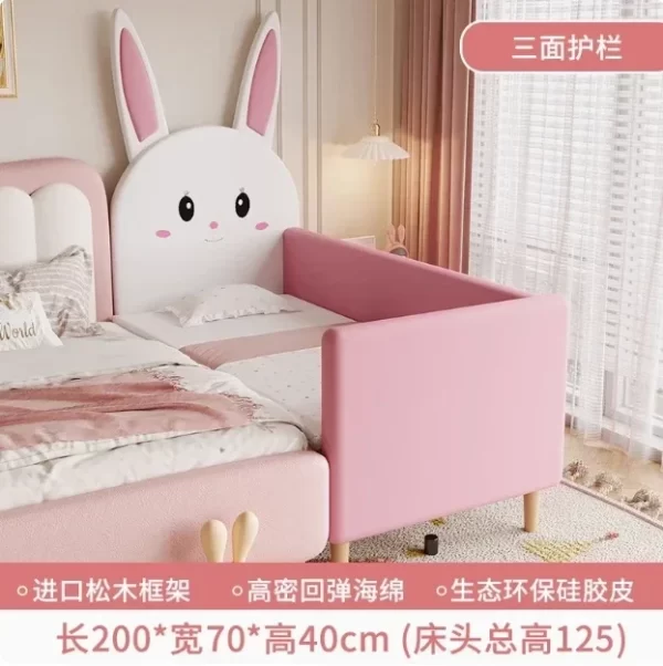 Solid wood baby single small bed with guardrail Baby boy girl splicing large bedside bed Children's splicing widened bed - Image 10