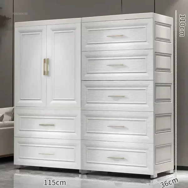 Simple Thicken Children's Wardrobes Home Rental Wardrobe Double-door Storage Cabinet Simple Hanging Clothes Storage Cabinet - Image 10