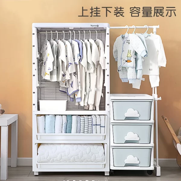 Custom Wholesale Haixing Multi-functional Baby Plastic Drawer Storage Cabinet Baby Children Kid Plastic Wardrobe - Image 4