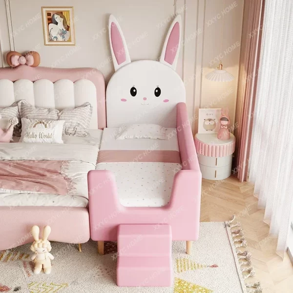 Solid wood baby single small bed with guardrail Baby boy girl splicing large bedside bed Children's splicing widened bed - Image 4