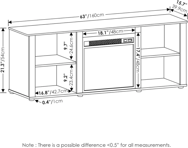 Classic 70 Inch Tv Stand With Fireplace, French Oak Grey - Image 2