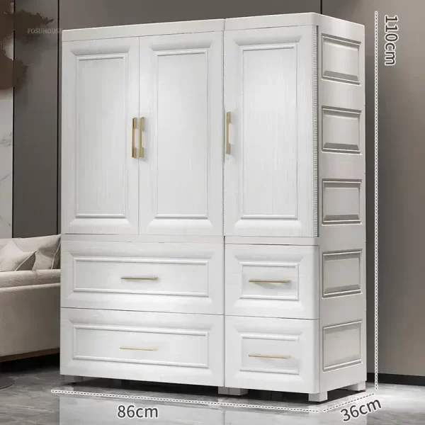 Simple Thicken Children's Wardrobes Home Rental Wardrobe Double-door Storage Cabinet Simple Hanging Clothes Storage Cabinet - Image 14