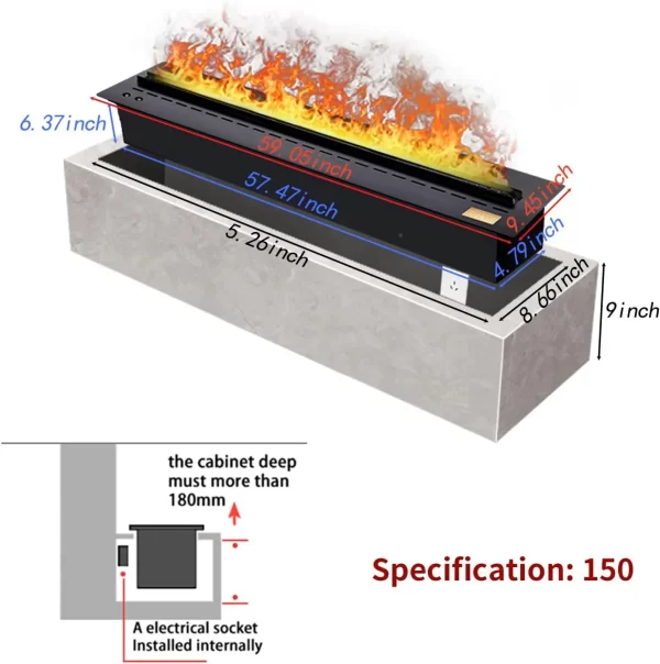 2024 Smart WiFi 3D Mist Fireplace with Alexa Control - Realistic LED Flame, Humidifier & Aromatherapy, Child/Pet Safe, EU Wareho - Image 11