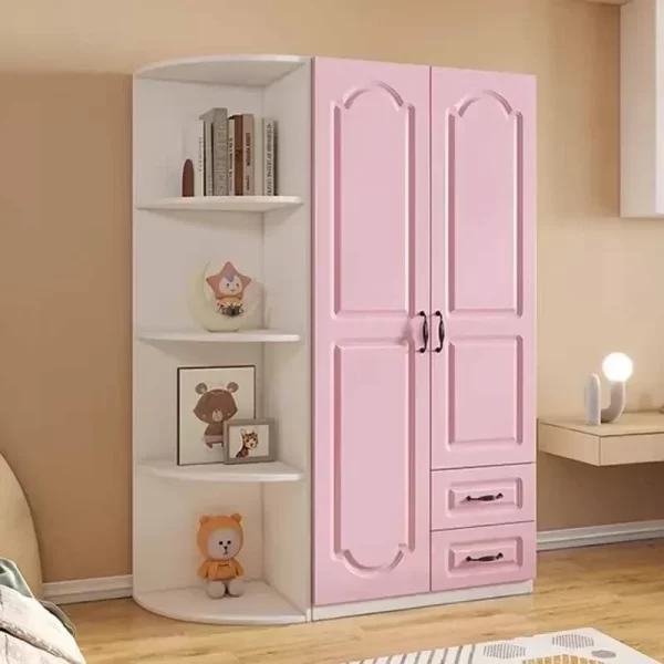 Pink Two Door Wardrobe Clothing Organizer Korean Style Wooden Wardrobe Summer Heavy Duty Schlafzimmer Schrank Salon Furniture - Image 5