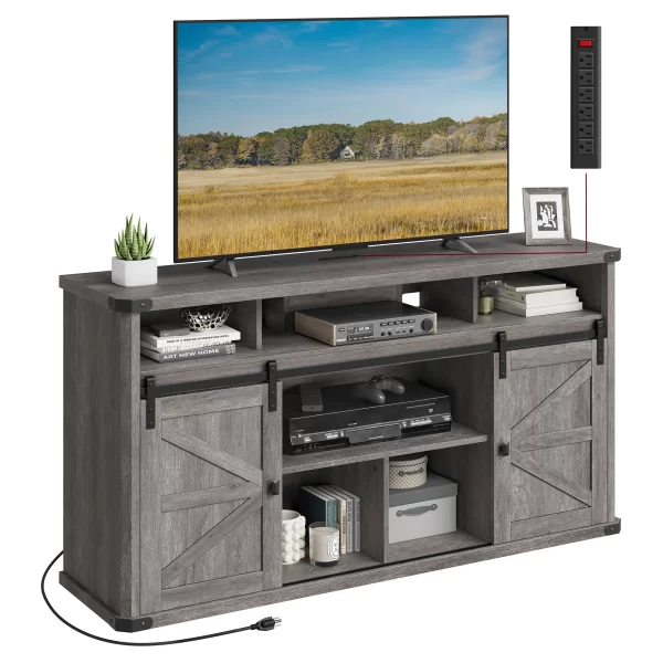 VASAGLE TV Stand for TVs up to 65 Inches, Farmhouse Entertainment Center with Sliding Barn Doors, TV Console Table - Image 8