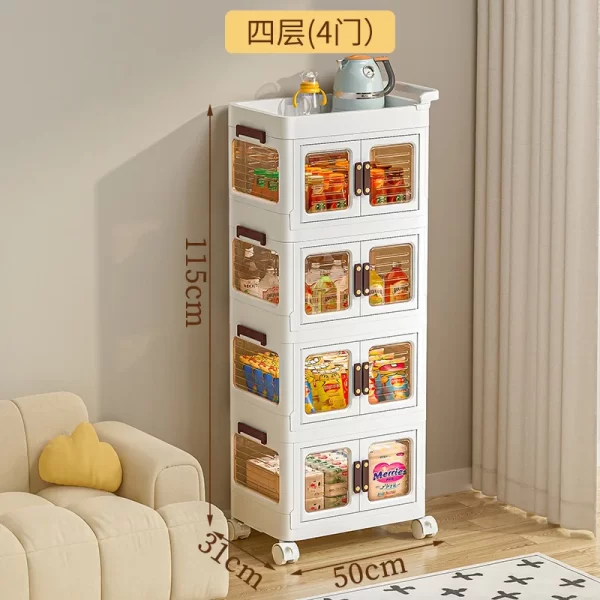 Floor Movable Wheel Living Room Kitchen Cart Storage Shelf Home Storage Shelf - Image 6