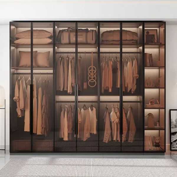 Organizer Underwear Wardrobe Cabinet Storage Shelves Glass Doors Cupboard Wardrobes Support Cupboard Home Bedroom Furniture - Image 4