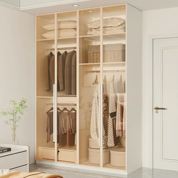 Luxury Glass Door Bedroom Wardrobe Household Wood Cloakroom Cupboards Living Room Things Muebles Para El Hogar House Furniture - Image 5