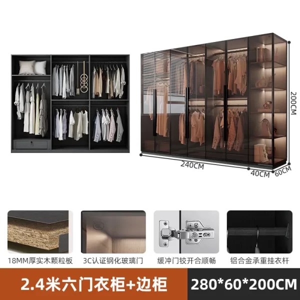 Organizer Underwear Wardrobe Cabinet Storage Shelves Glass Doors Cupboard Wardrobes Support Cupboard Home Bedroom Furniture - Image 21