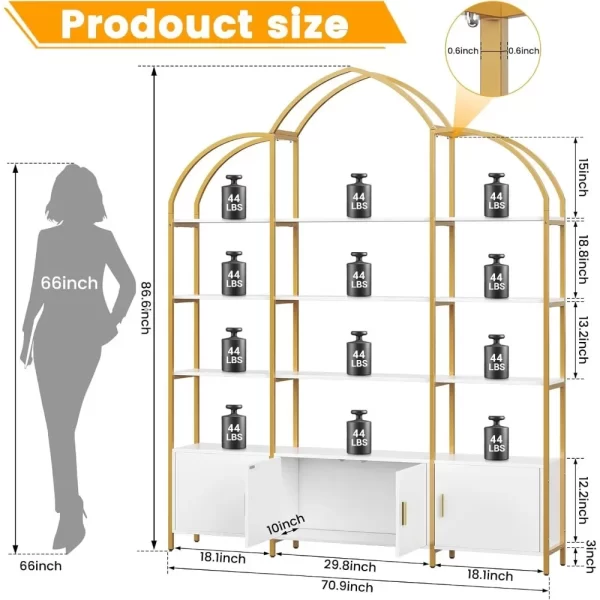 Arched Bookshelves and Bookcases: Triple Wide 5-Tier Large Open Bookshelf, Etagere Bookcase with Display Shelf for Home Office - Image 5