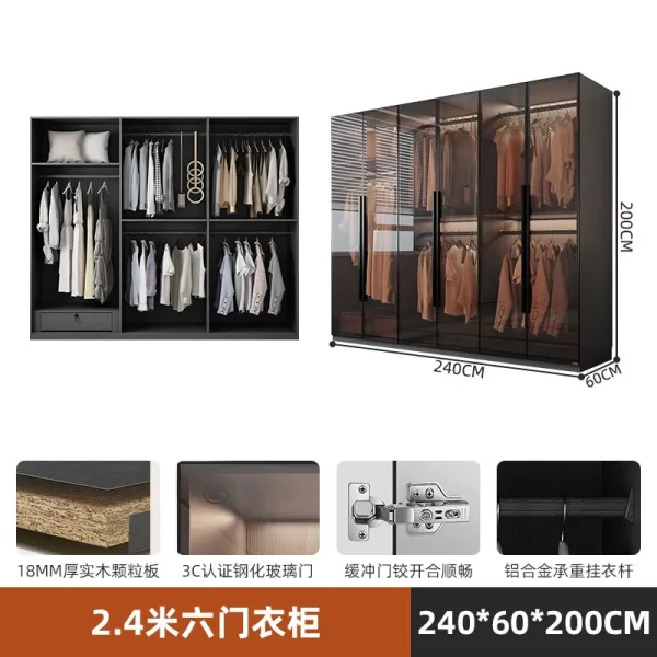 Organizer Underwear Wardrobe Cabinet Storage Shelves Glass Doors Cupboard Wardrobes Support Cupboard Home Bedroom Furniture - Image 11