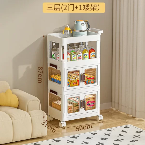 Floor Movable Wheel Living Room Kitchen Cart Storage Shelf Home Storage Shelf - Image 12