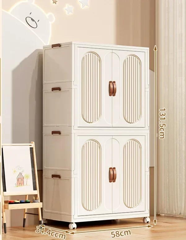 Children's Wardrobe Bedroom Closet Cabinet Baby Storage Box Toy Clothes Organizer Locker Folding Sorting Partition Wardrobe - Image 32