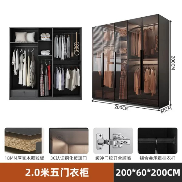 Organizer Underwear Wardrobe Cabinet Storage Shelves Glass Doors Cupboard Wardrobes Support Cupboard Home Bedroom Furniture - Image 14
