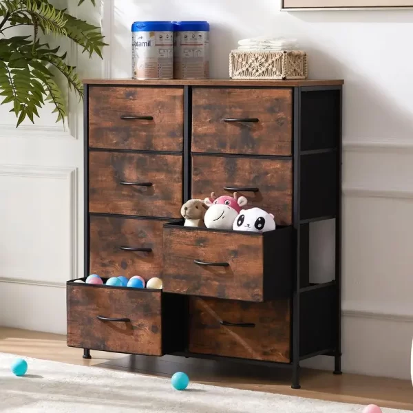 Chest of Drawers with Fabric Drawers,Sideboard with 8 Drawers, Drawer Cabinet for Kitchen, Office, and TV Cabinet drawer dresser - Image 3