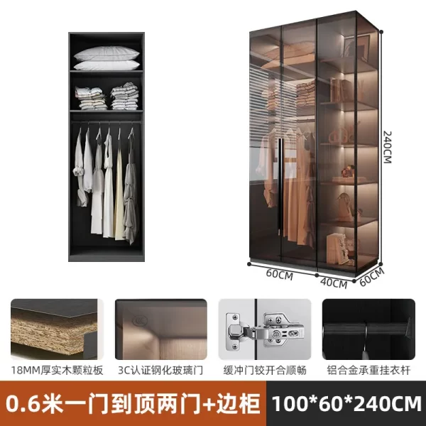Organizer Underwear Wardrobe Cabinet Storage Shelves Glass Doors Cupboard Wardrobes Support Cupboard Home Bedroom Furniture - Image 16