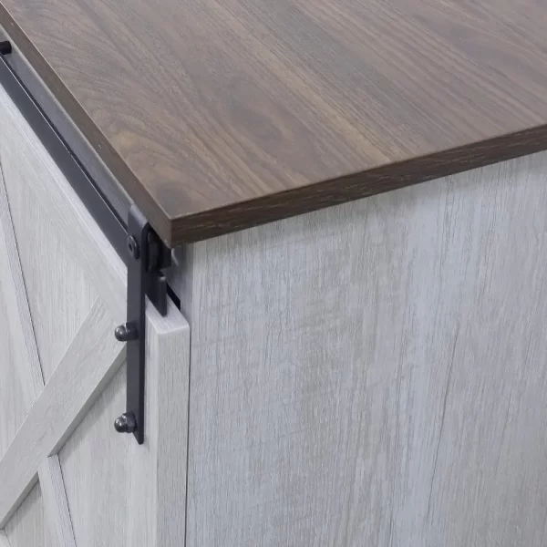 TV Stand, Storage Cabinet with Sliding Barn Doors and Adjustable Shelves, Modern 28”H - Image 5