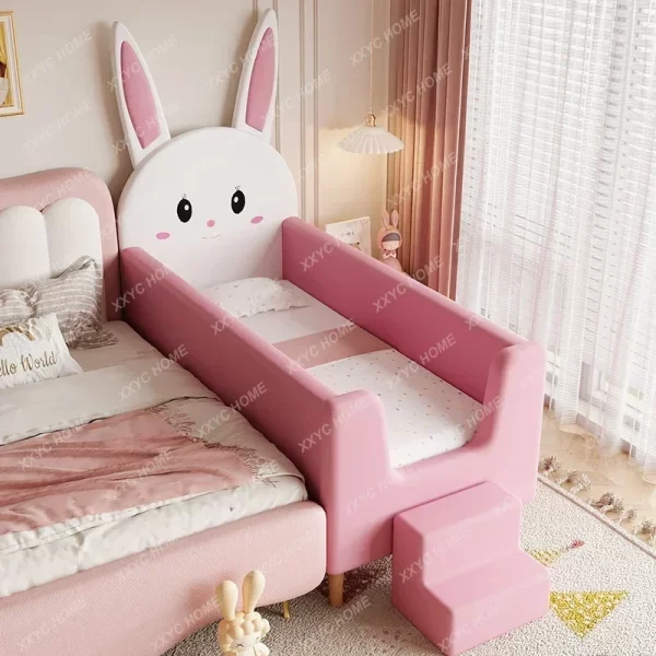 Solid wood baby single small bed with guardrail Baby boy girl splicing large bedside bed Children's splicing widened bed