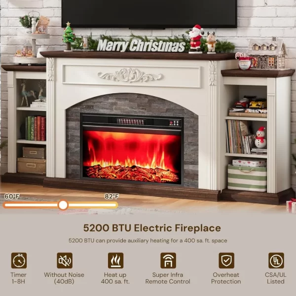 Electric Fireplace with Mantel, Fireplace TV Stand for TVs Up to 90",Modern Entertainment Center with Realistic Stacked Stone - Image 5