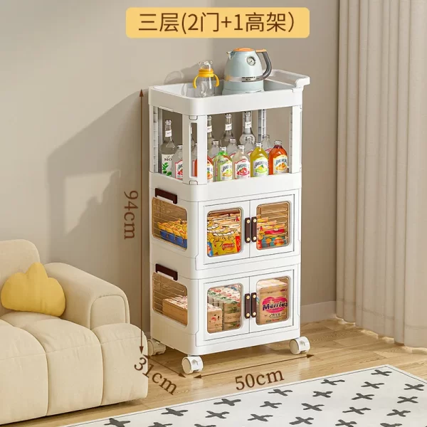 Floor Movable Wheel Living Room Kitchen Cart Storage Shelf Home Storage Shelf - Image 11