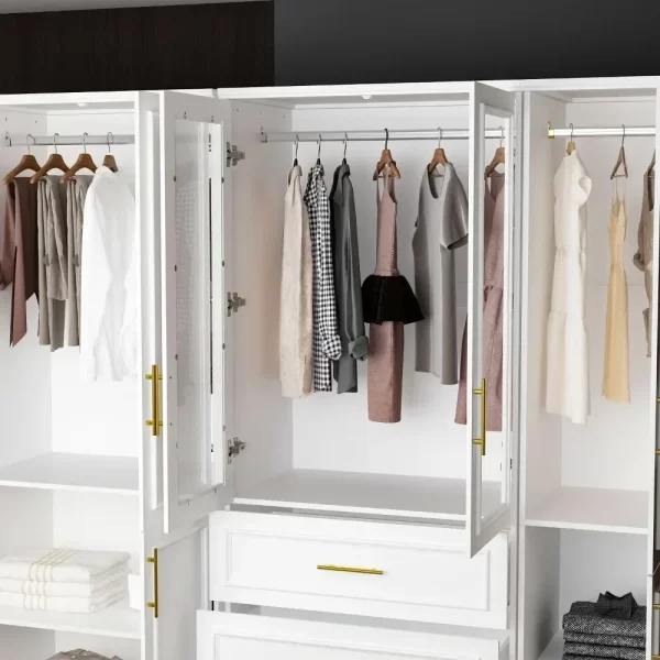 Armoire Wardrobe Closet Collection with Drawers & Hanging Rods, Closet Organizer, Armoire Wardrobes,Bedroom Funiture - Image 4